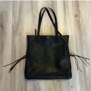 Vince Camuto black leather hobo fringe bag